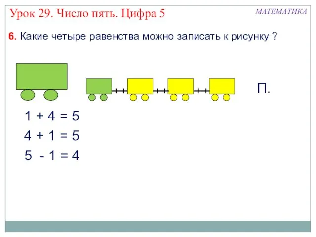 6. Какие четыре равенства можно записать к рисунку ? 1 +