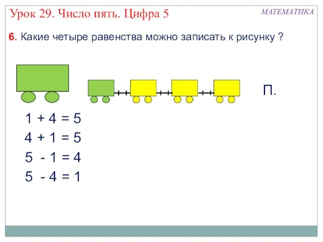 6. Какие четыре равенства можно записать к рисунку ? 1 +