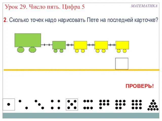 2. Сколько точек надо нарисовать Пете на последней карточке? МАТЕМАТИКА ПРОВЕРЬ!