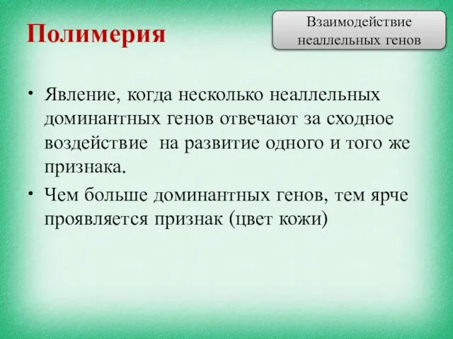 Явление, когда несколько неаллельных доминантных генов отвечают за сходное воздействие на