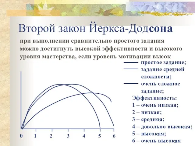 Второй закон Йеркса-Додсона при выполнении сравнительно простого задания можно достигнуть высокой