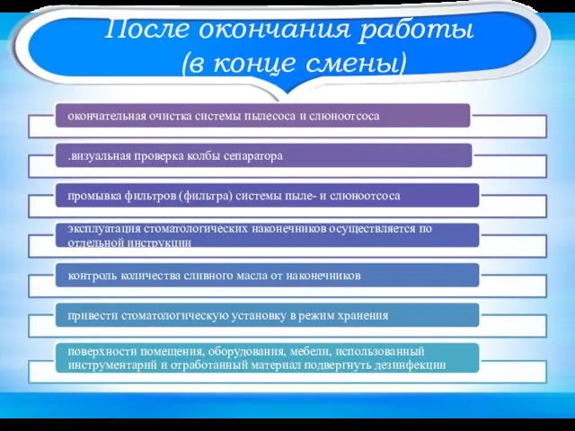 После окончания работы (в конце смены)