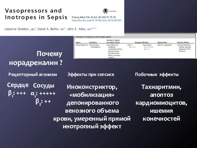 Почему норадреналин ? Рецепторный агонизм Эффекты при сепсисе Побочные эффекты Сердце