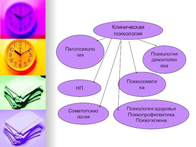 Клиническая психология Патопсихология Психология дизонтогенеза НП Психосоматика Соматопсихология Психология здоровья Психопрофилактика Психогигиена