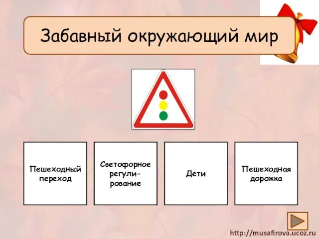 Забавный окружающий мир Светофорное регули-рование Пешеходный переход Дети Пешеходная дорожка