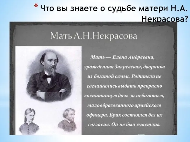 Что вы знаете о судьбе матери Н.А.Некрасова?