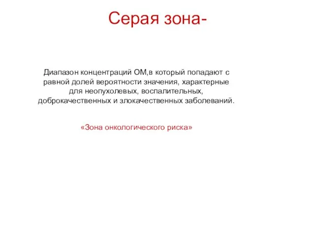 Серая зона- Диапазон концентраций ОМ,в который попадают с равной долей вероятности