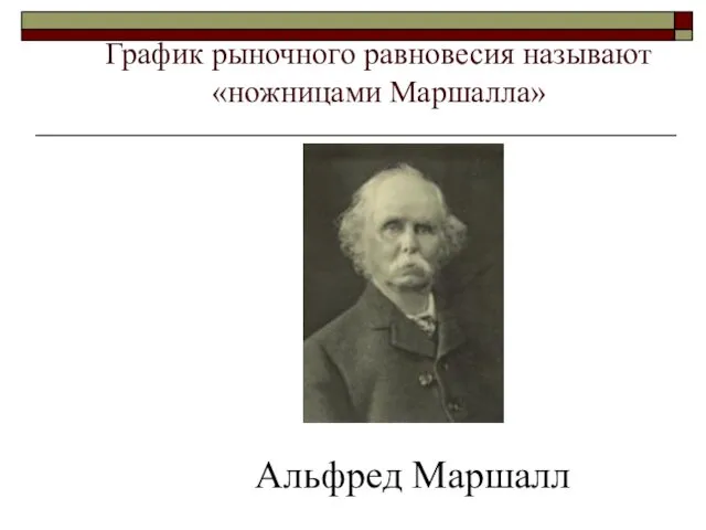 График рыночного равновесия называют «ножницами Маршалла» Альфред Маршалл