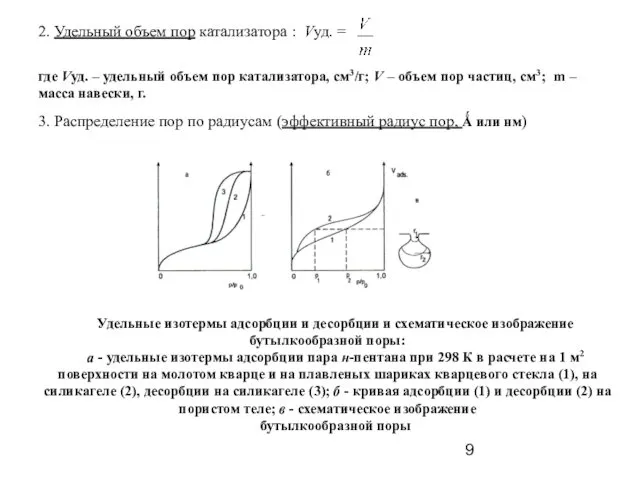 2. Удельный объем пор катализатора : Vуд. = 3. Распределение пор