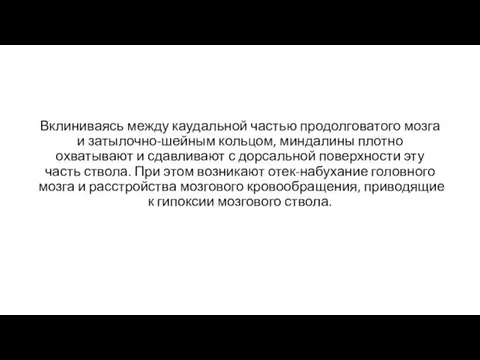 Вклиниваясь между каудальной частью продолговатого мозга и затылочно-шейным кольцом, миндалины плотно