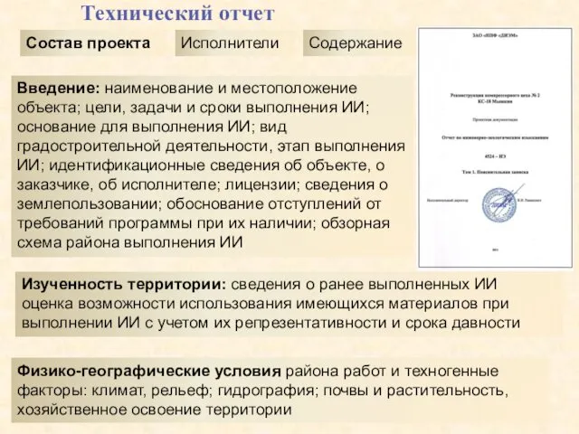 Исполнители Физико-географические условия района работ и техногенные факторы: климат, рельеф; гидрография;