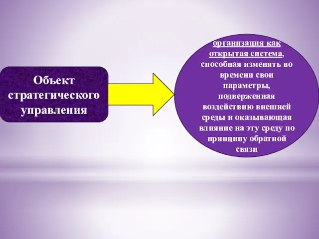 Объект стратегического управления организация как открытая система, способная изменять во времени