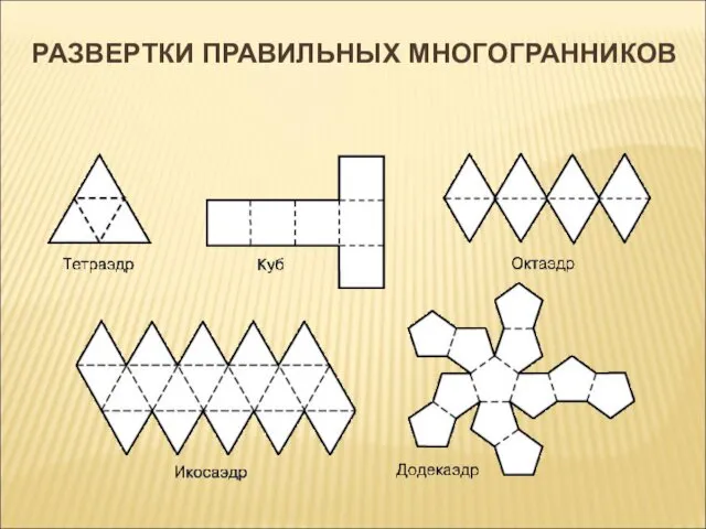 РАЗВЕРТКИ ПРАВИЛЬНЫХ МНОГОГРАННИКОВ