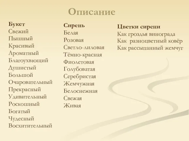 Описание Букет Свежий Пышный Красивый Ароматный Благоухвющий Душистый Большой Очаровательный Прекрасный