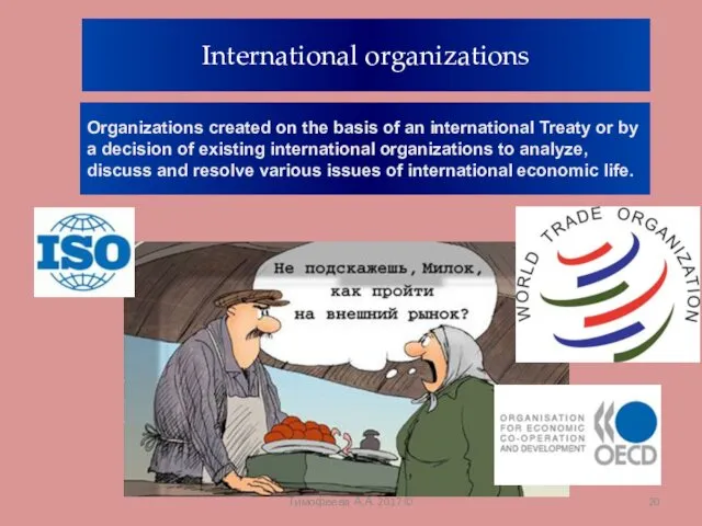 International organizations Organizations created on the basis of an international Treaty