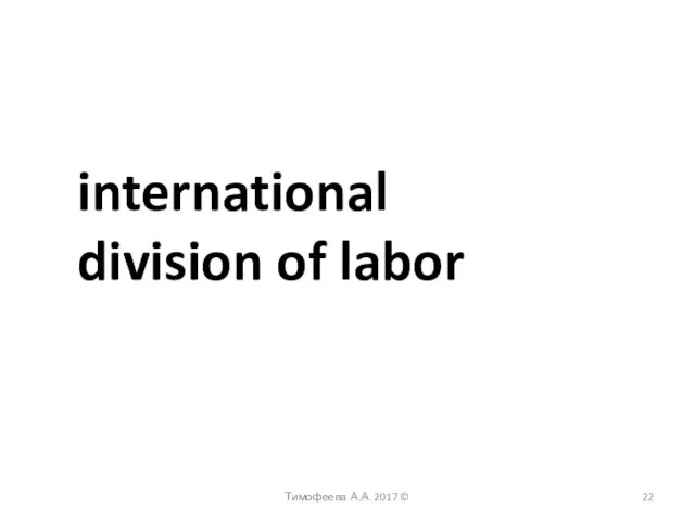 Тимофеева А.А. 2017 © international division of labor