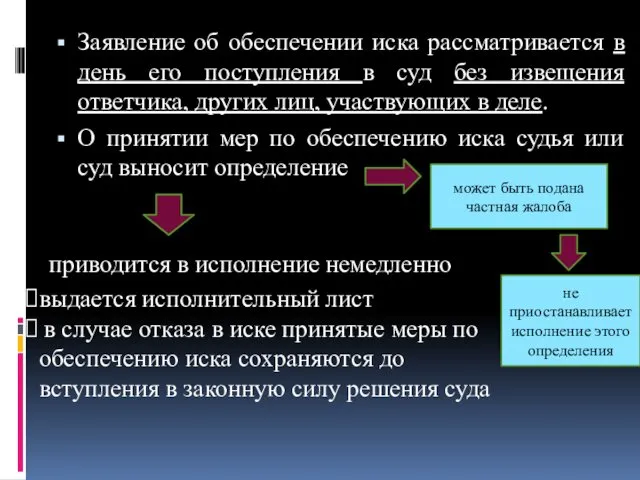 Заявление об обеспечении иска рассматривается в день его поступления в суд