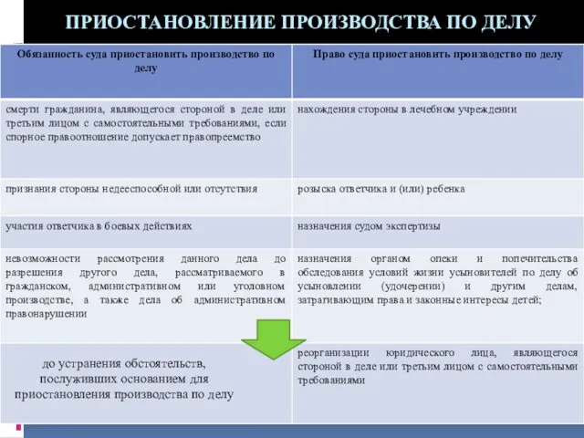 ПРИОСТАНОВЛЕНИЕ ПРОИЗВОДСТВА ПО ДЕЛУ до устранения обстоятельств, послуживших основанием для приостановления производства по делу