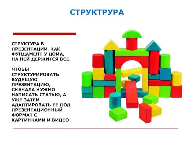 СТРУКТУРА В ПРЕЗЕНТАЦИИ, КАК ФУНДАМЕНТ У ДОМА, НА НЕЙ ДЕРЖИТСЯ ВСЕ.