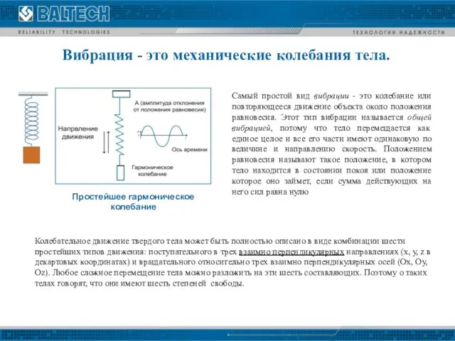 Самый простой вид вибрации - это колебание или повторяющееся движение объекта