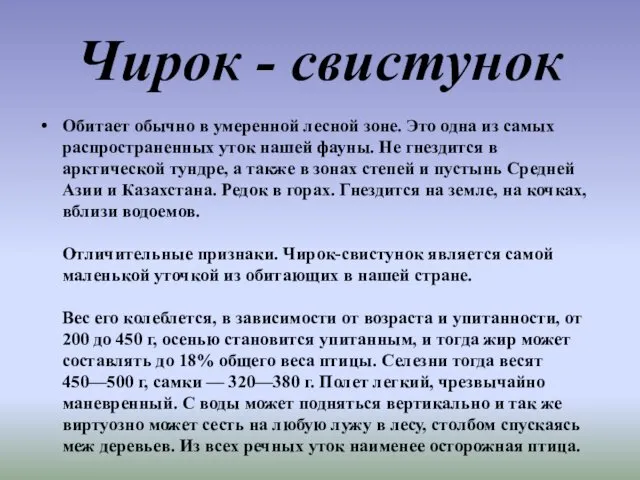 Чирок - свистунок Обитает обычно в умеренной лесной зоне. Это одна