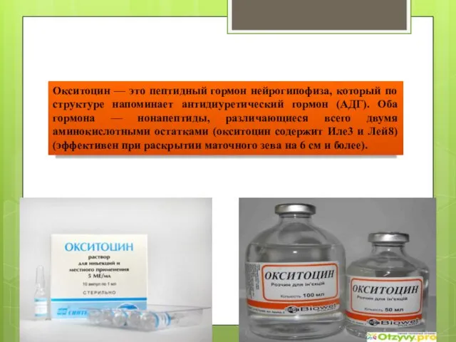 Окситоцин — это пептидный гормон нейрогипофиза, который по структуре напоминает антидиуретический