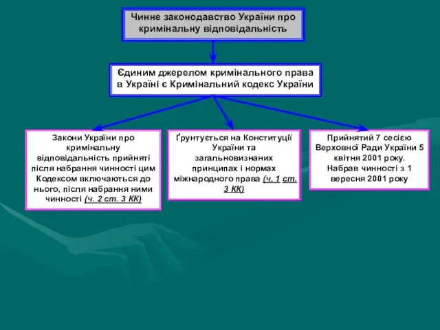 Чинне законодавство України про кримінальну відповідальність Єдиним джерелом кримінального права в