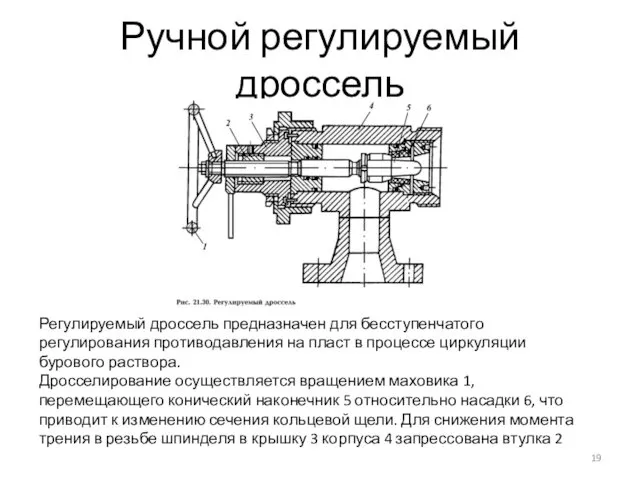 Ручной регулируемый дроссель Регулируемый дроссель предназначен для бесступенчатого регулирования противодавления на