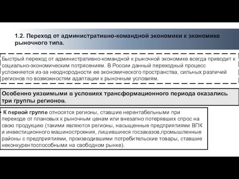 Быстрый переход от административно-командной к рыночной экономике всегда приводит к социально-экономическим