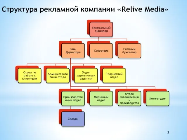 Структура рекламной компании «Relive Media»