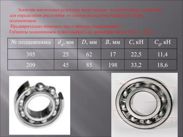 Эскизная компоновка редуктора выполняется в соответствии с рисунком , для определения