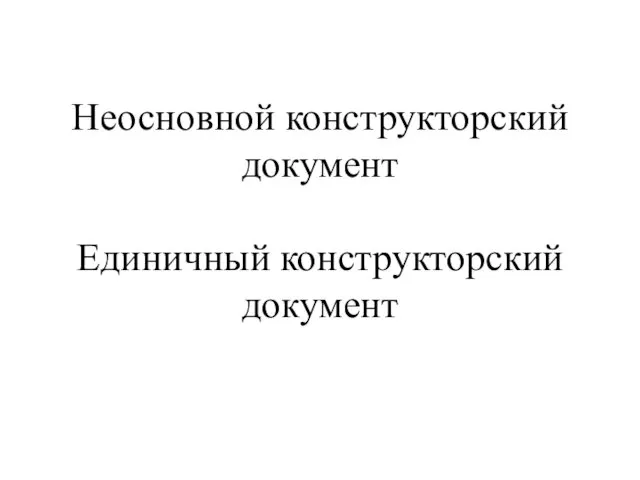 Неосновной конструкторский документ Единичный конструкторский документ