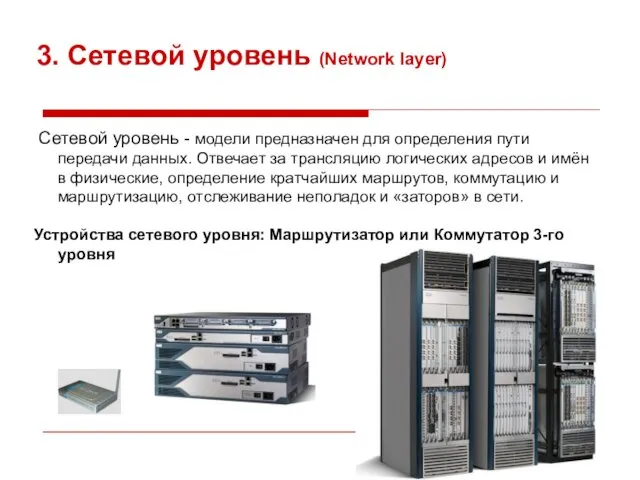 3. Сетевой уровень (Network layer) Сетевой уровень - модели предназначен для