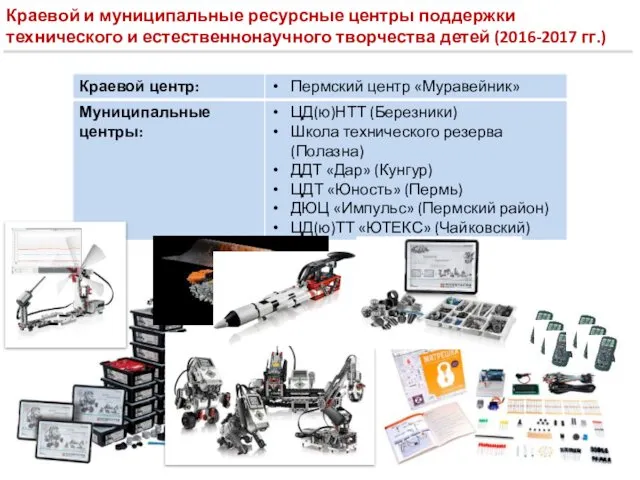 Краевой и муниципальные ресурсные центры поддержки технического и естественнонаучного творчества детей (2016-2017 гг.)