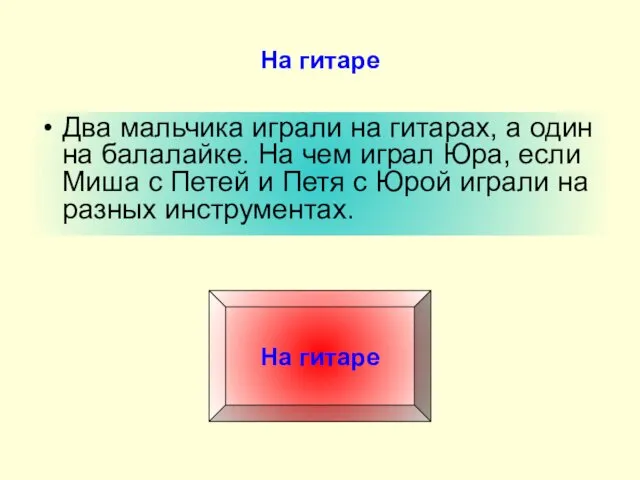 На гитаре Два мальчика играли на гитарах, а один на балалайке.