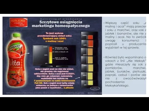 Większą część soku „z maliną i acai” mają przecier i soku