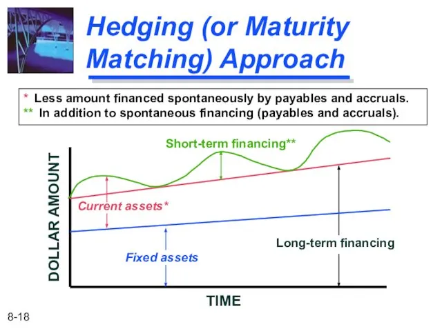 Hedging (or Maturity Matching) Approach * Less amount financed spontaneously by