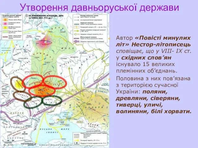 Утворення давньоруської держави Автор «Повісті минулих літ» Нестор-літописець сповіщає, що у