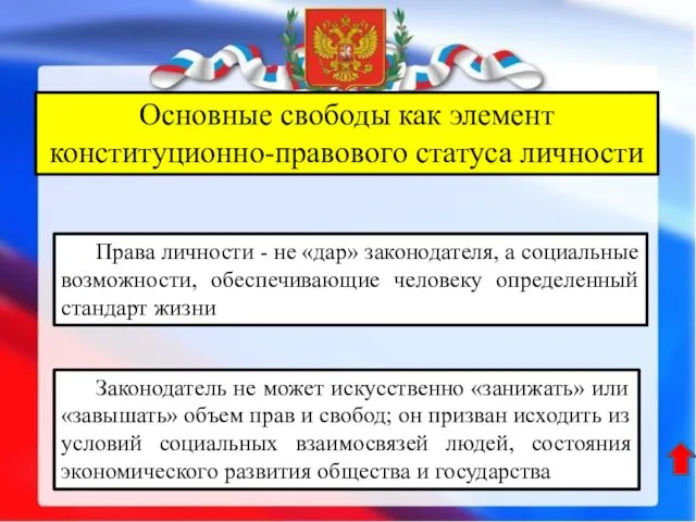 Основные свободы как элемент конституционно-правового статуса личности Права личности - не