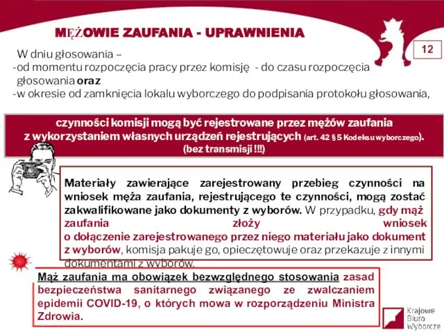 MĘŻOWIE ZAUFANIA - UPRAWNIENIA W dniu głosowania – od momentu rozpoczęcia