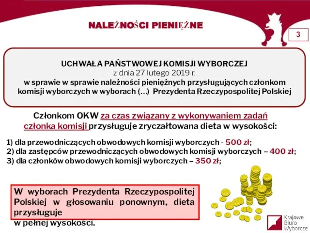 NALEŻNOŚCI PIENIĘŻNE UCHWAŁA PAŃSTWOWEJ KOMISJI WYBORCZEJ z dnia 27 lutego 2019