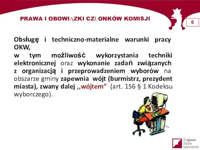 PRAWA I OBOWIĄZKI CZŁONKÓW KOMISJI Obsługę i techniczno-materialne warunki pracy OKW,