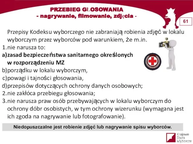 PRZEBIEG GŁOSOWANIA - nagrywanie, filmowanie, zdjęcia - Przepisy Kodeksu wyborczego nie