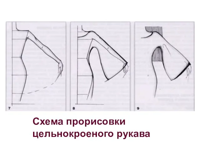 Схема прорисовки цельнокроеного рукава