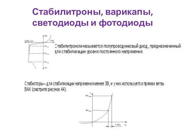 Стабилитроны, варикапы, светодиоды и фотодиоды