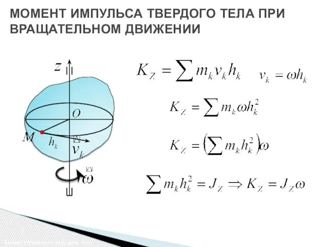 МОМЕНТ ИМПУЛЬСА ТВЕРДОГО ТЕЛА ПРИ ВРАЩАТЕЛЬНОМ ДВИЖЕНИИ Момент импульса твердого тела