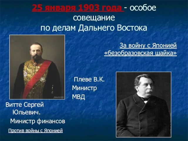 25 января 1903 года - особое совещание по делам Дальнего Востока