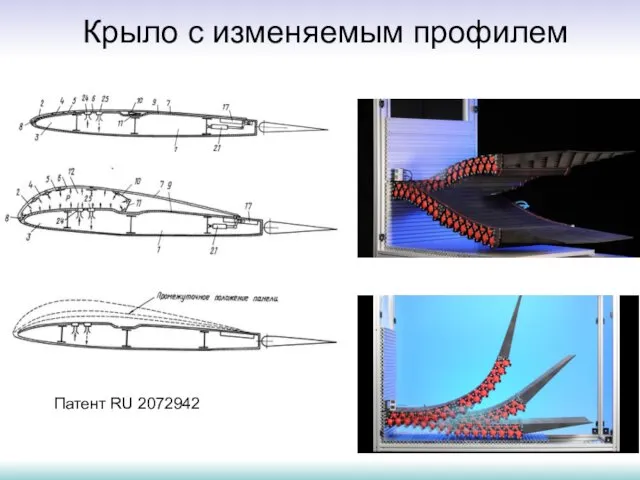 Крыло с изменяемым профилем Патент RU 2072942