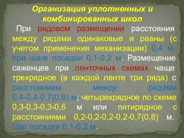 При рядовом размещении расстояния между рядами одинаковые и равны (с учетом