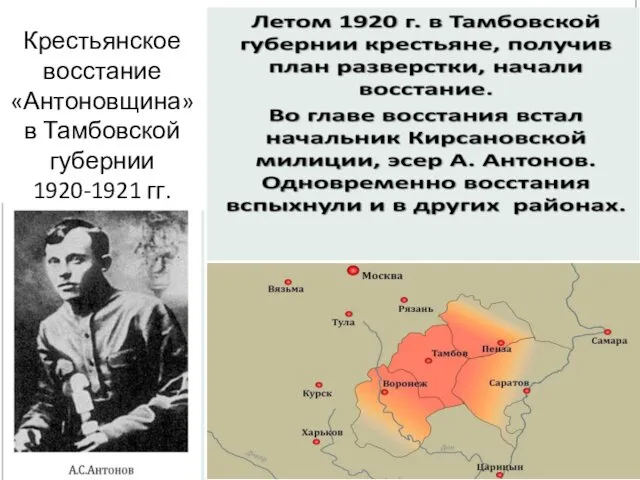 Крестьянское восстание «Антоновщина» в Тамбовской губернии 1920-1921 гг.